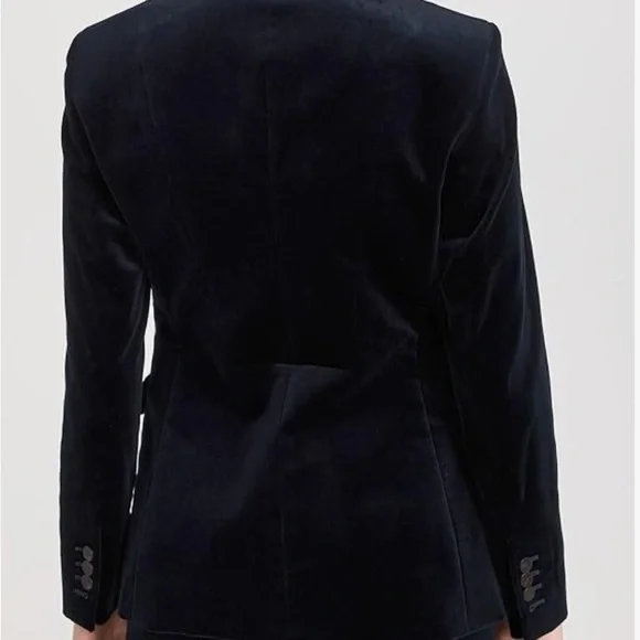 Theory Black Velvet Blazer with Notched Lapels - Picture 2 of 5